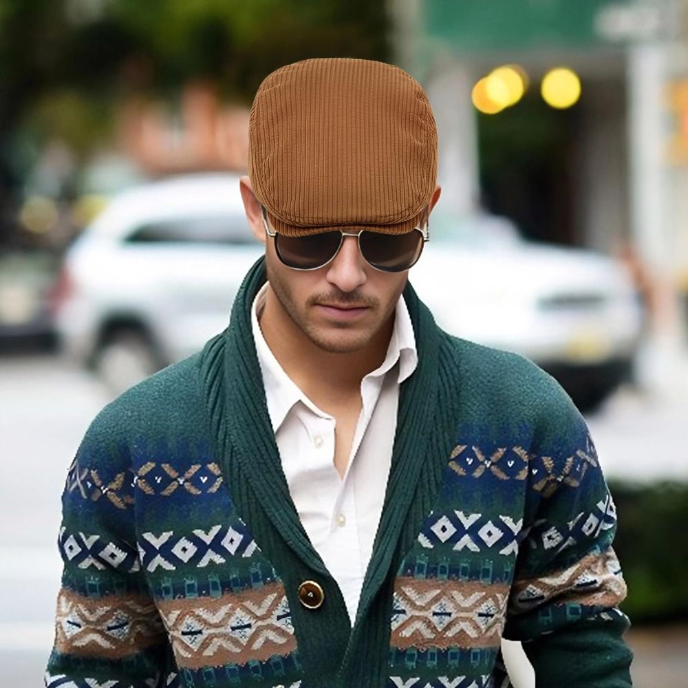 Retro Solid Color Corduroy Ber - Newsboy Cap Ivy avaliação e preço