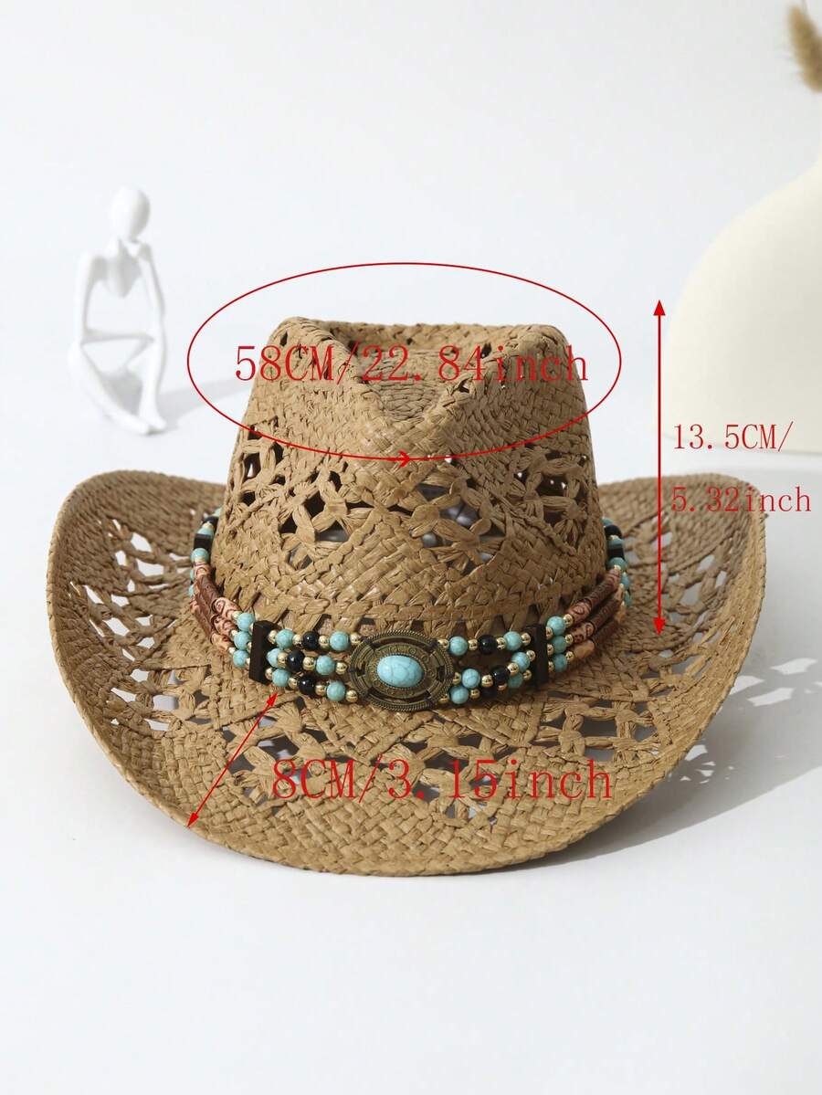 Unisex Straw Cowboy Hat With T - Cowboy Hat Straw avaliação e preço