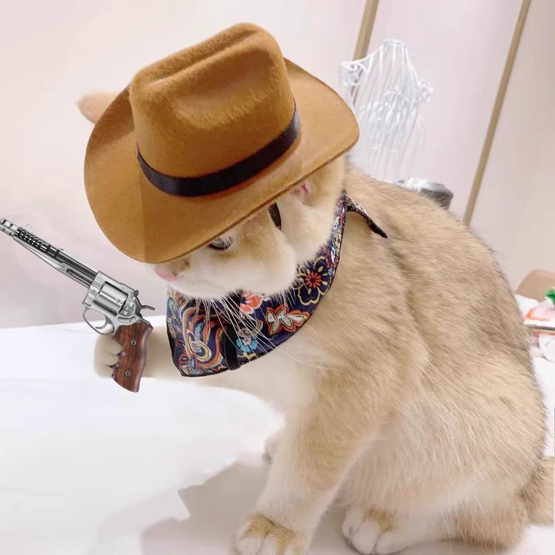  Cat Cowboy Hat Pet Head Acce - Cowboy Hat Straw avaliação e preço
