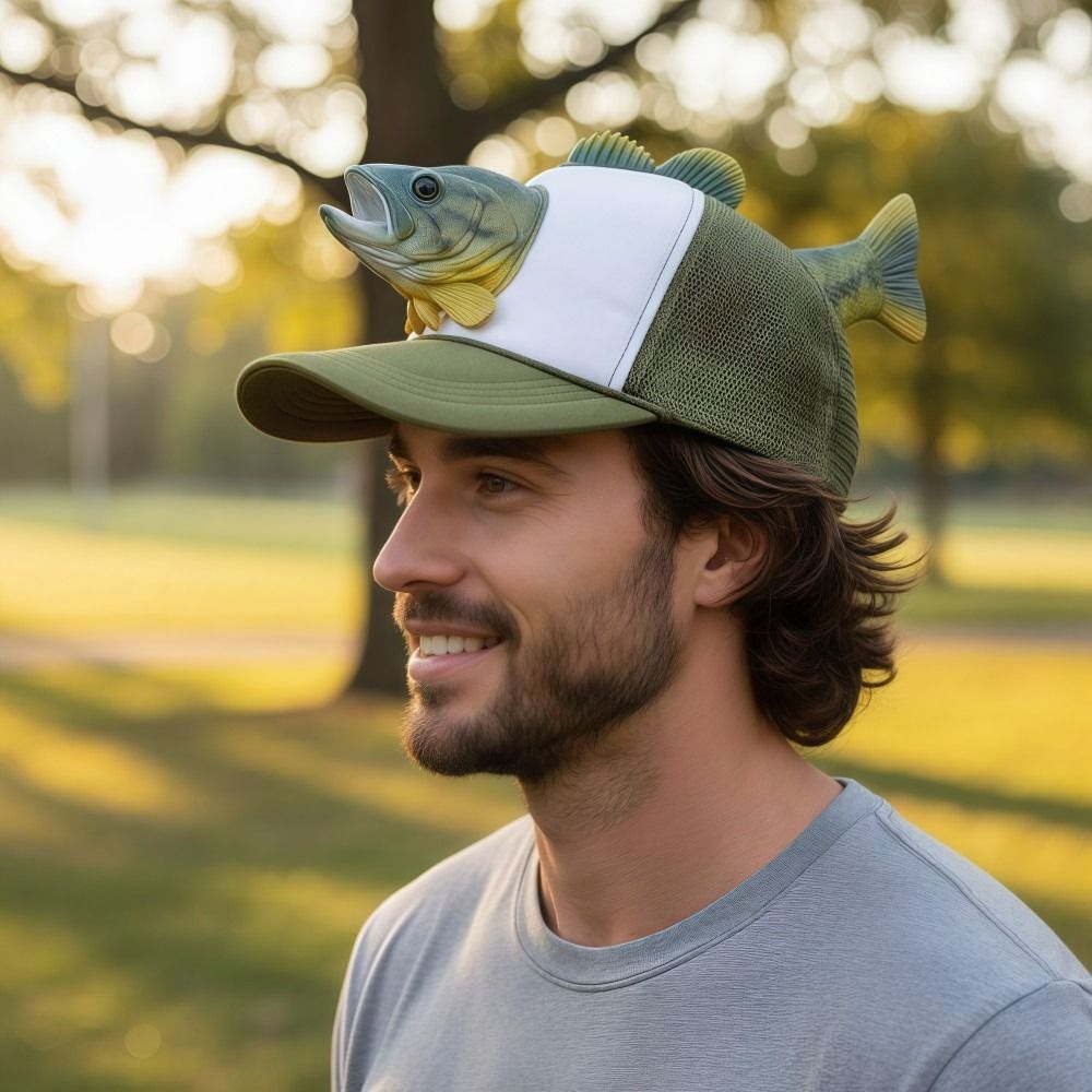 Funny 3D Fish Animal Trucker H - Trucker Cap Mesh avaliação e preço