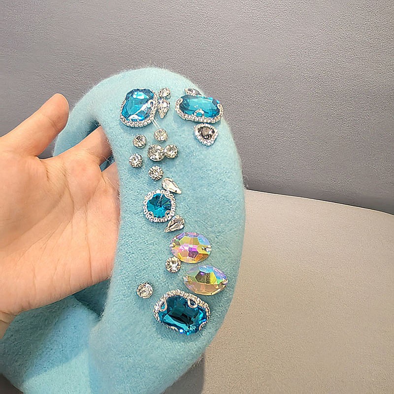 French Beret Thick Rhinestone  - Beret French Wool avaliação e preço
