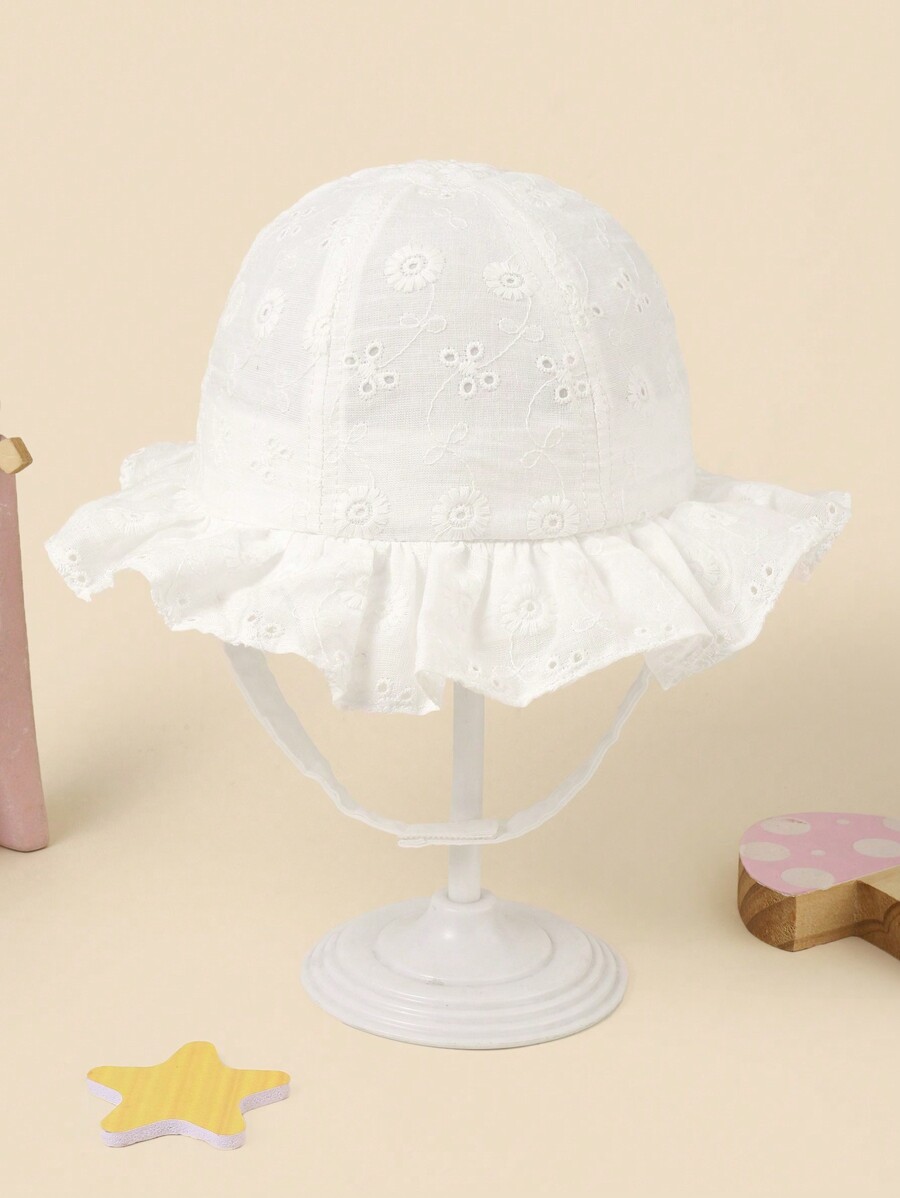 White Floral Embroidery Bucket - Bucket Hat Cotton avaliação e preço