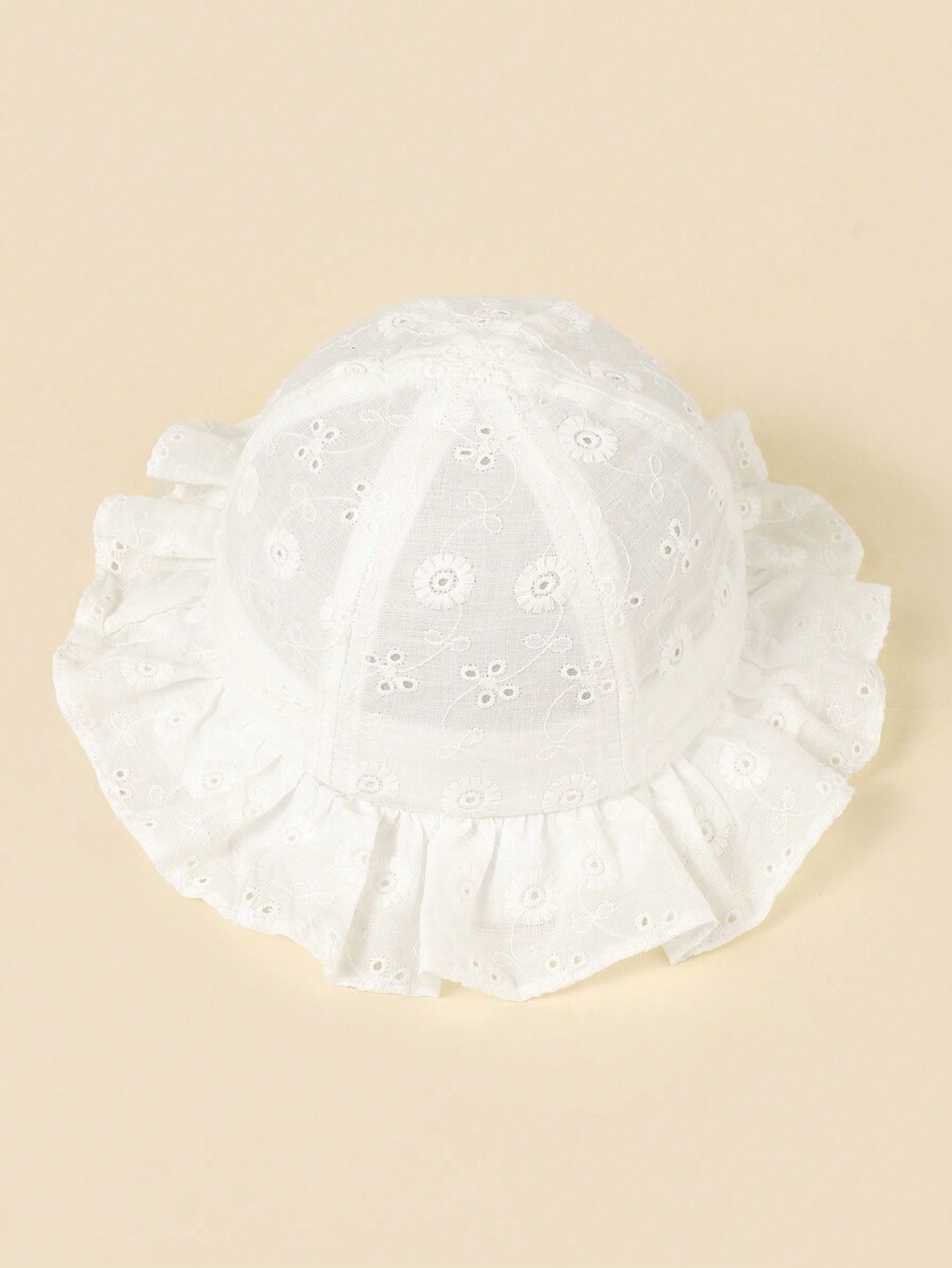 White Floral Embroidery Bucket - Bucket Hat Cotton avaliação e preço