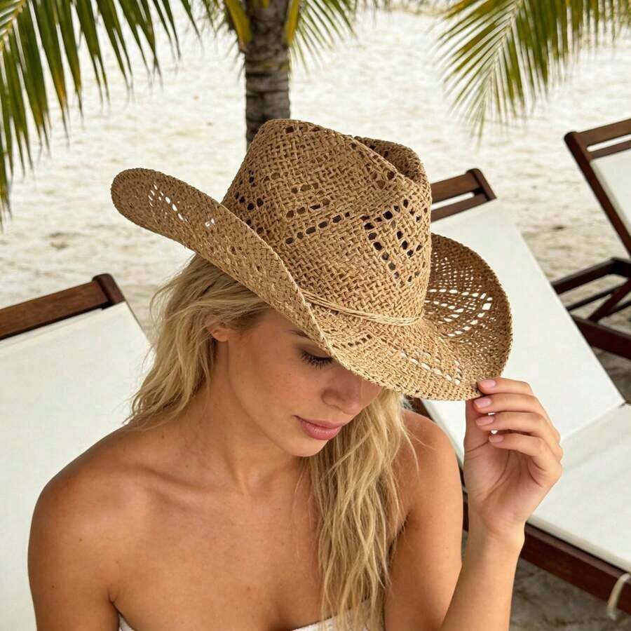 Hollow Straw Western Cowboy Ha - Cowboy Hat Straw avaliação e preço