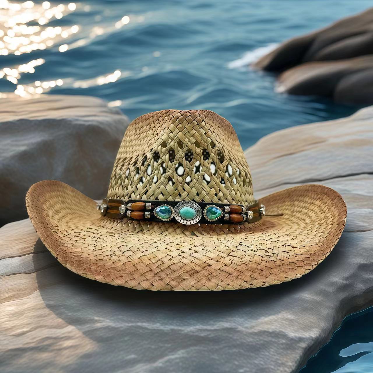 Rhinestone Cowboy Hat Straw Su - Cowboy Hat Straw avaliação e preço