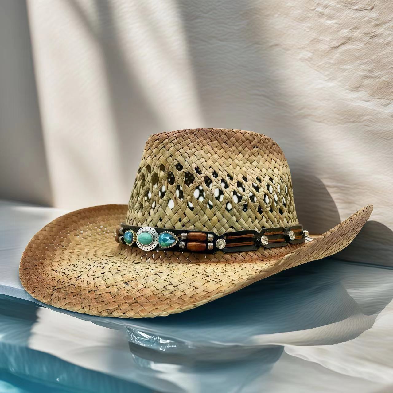 Rhinestone Cowboy Hat Straw Su - Cowboy Hat Straw avaliação e preço