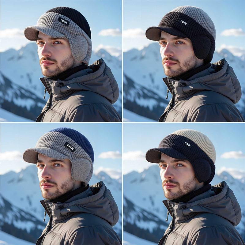Dual-Tone Knit Baseball Cap- O - Trapper Hat Ear Flap avaliação e preço