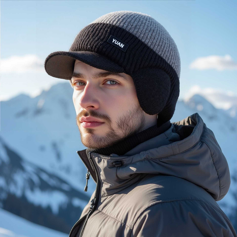 Dual-Tone Knit Baseball Cap- O - Trapper Hat Ear Flap avaliação e preço