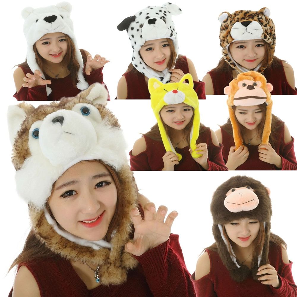 Cartoon Plush Moving Hat Anima - Winter Trapper Hat avaliação e preço